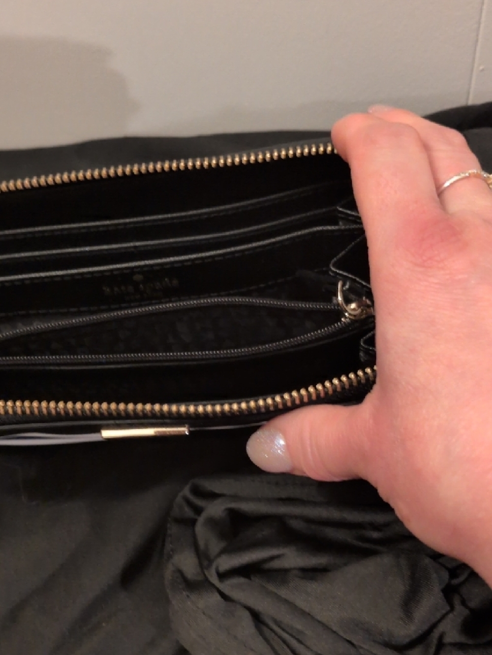 kate spade Navy, Blush & White Striped Zip Wallet - Picture 9 of 13